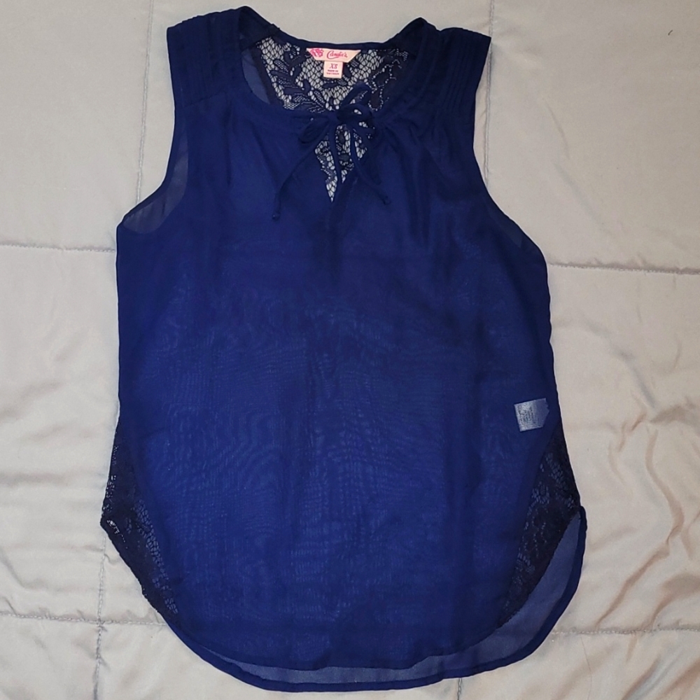 Dark blue sheer blouse size XS